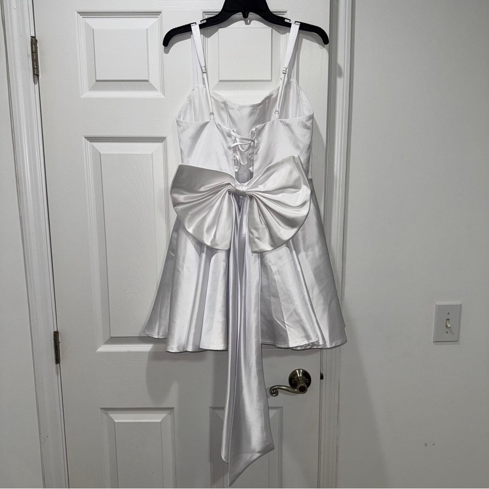 Bridal Shower Elegant White Dress with Bow Detail